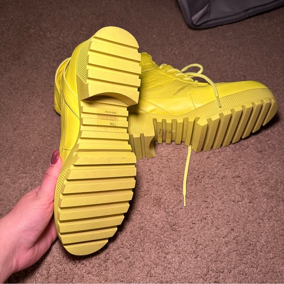 Neon Yellow Combat Boots with Straps size 11 - Picture 5 of 5